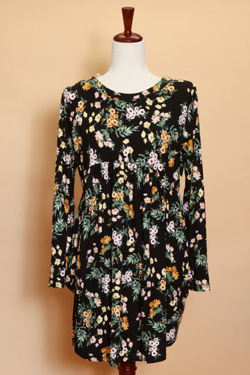 Black Floral Babydoll Dress