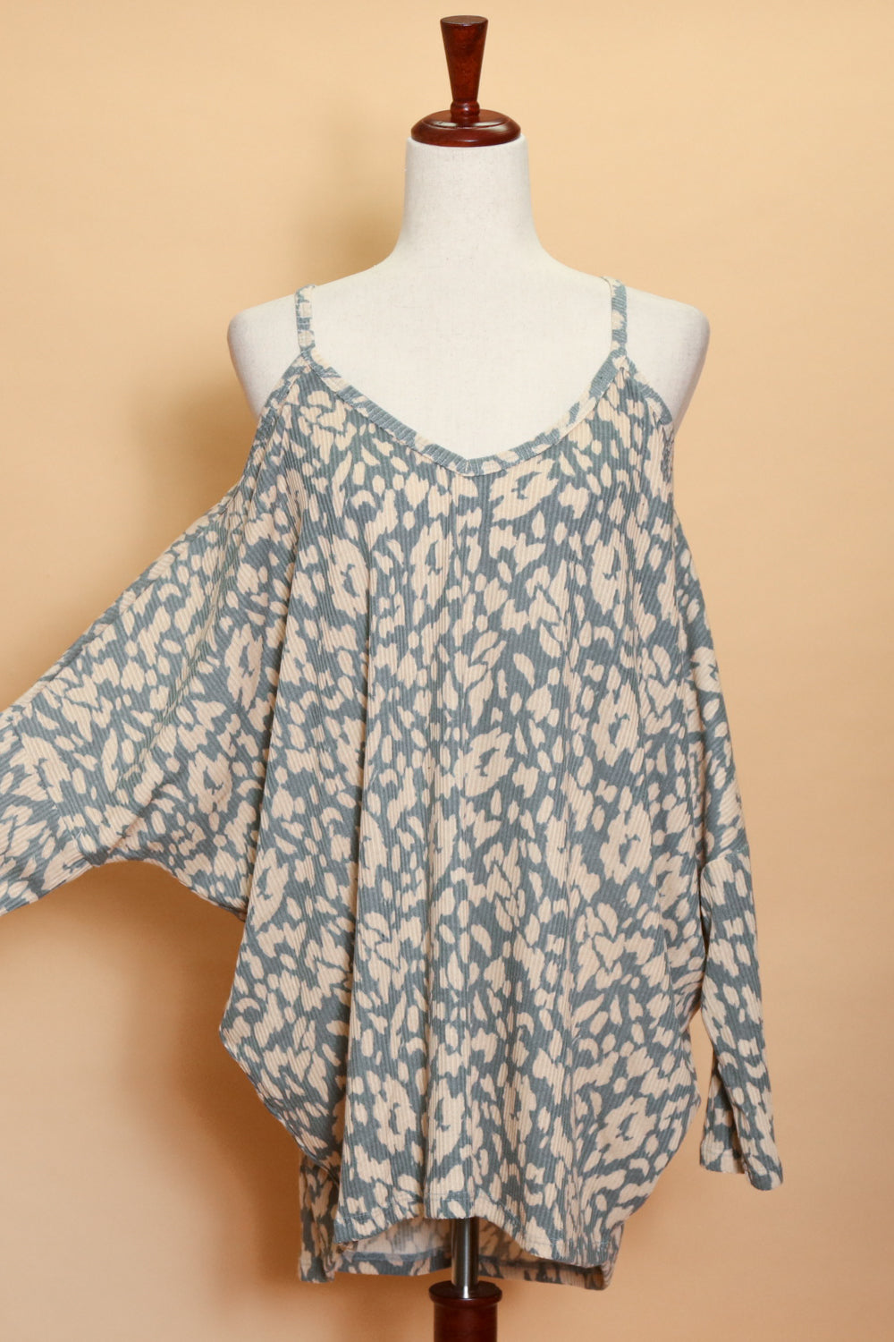 Plus Denim Animal Cold Shoulder Top
