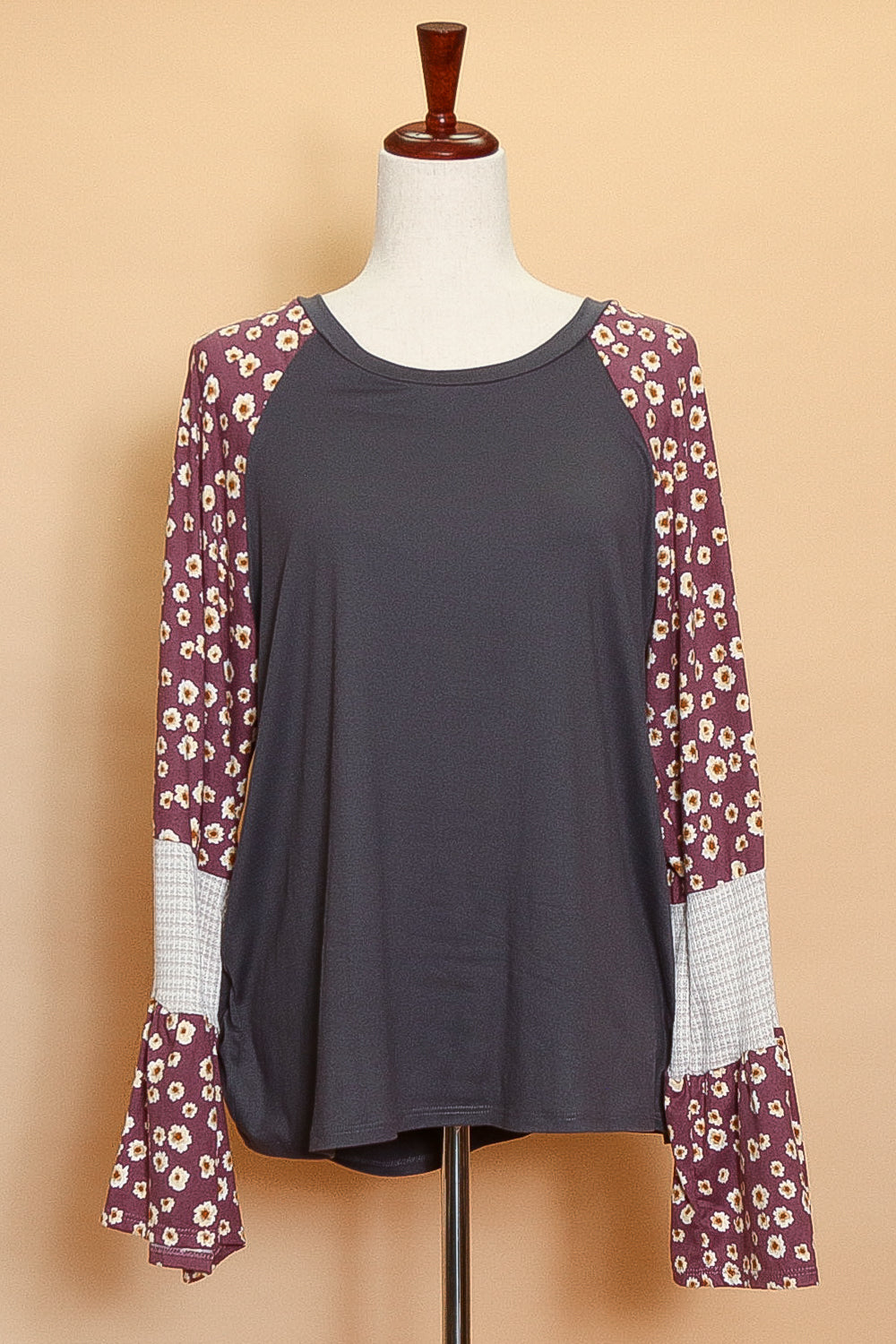 Plum Floral Sleeve Raglan