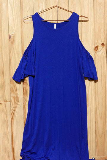 Blue Peep Shoulder Maxi Dress (7pc)