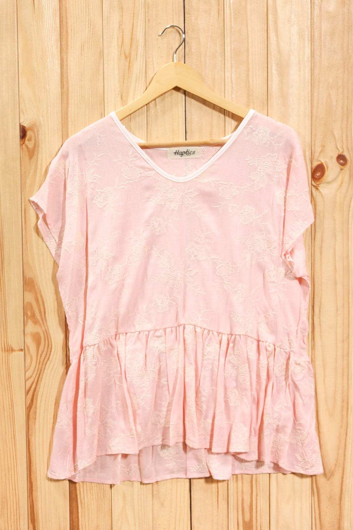 Pale Pink Floral Embroidered Blouse