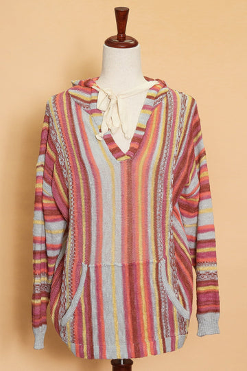 Multicolor Stripe Beach Hoodie