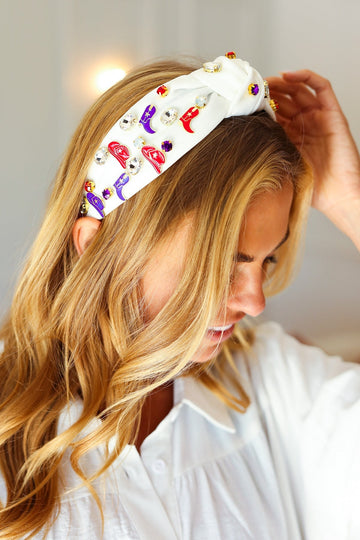 Red White & Blue Gem Cowboy Embellished Top Knot Headband (Copy)
