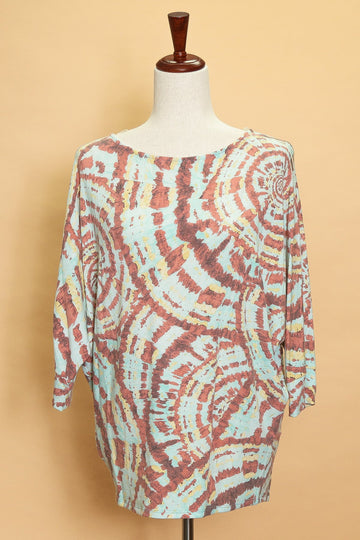 Aqua/Rust Tie Dye Blouse (5pc)