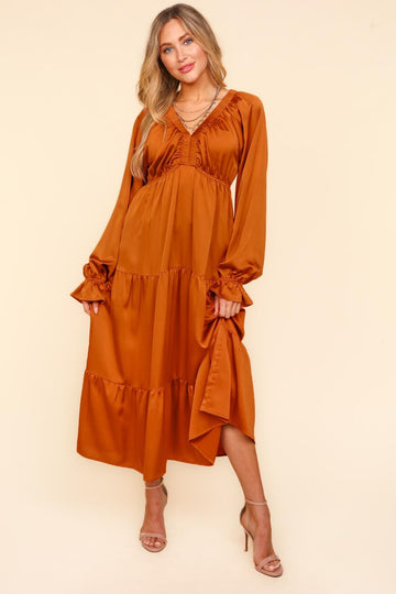 PLUS BABYDOLL MAXI DRESS WITH SIDE POCKET