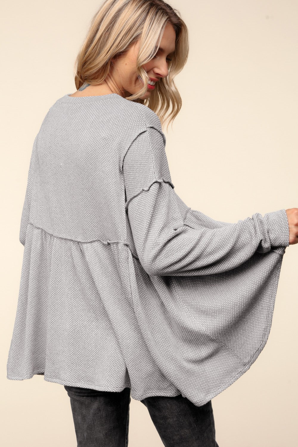 Babydoll Long Sleeve Oversized Knit Top