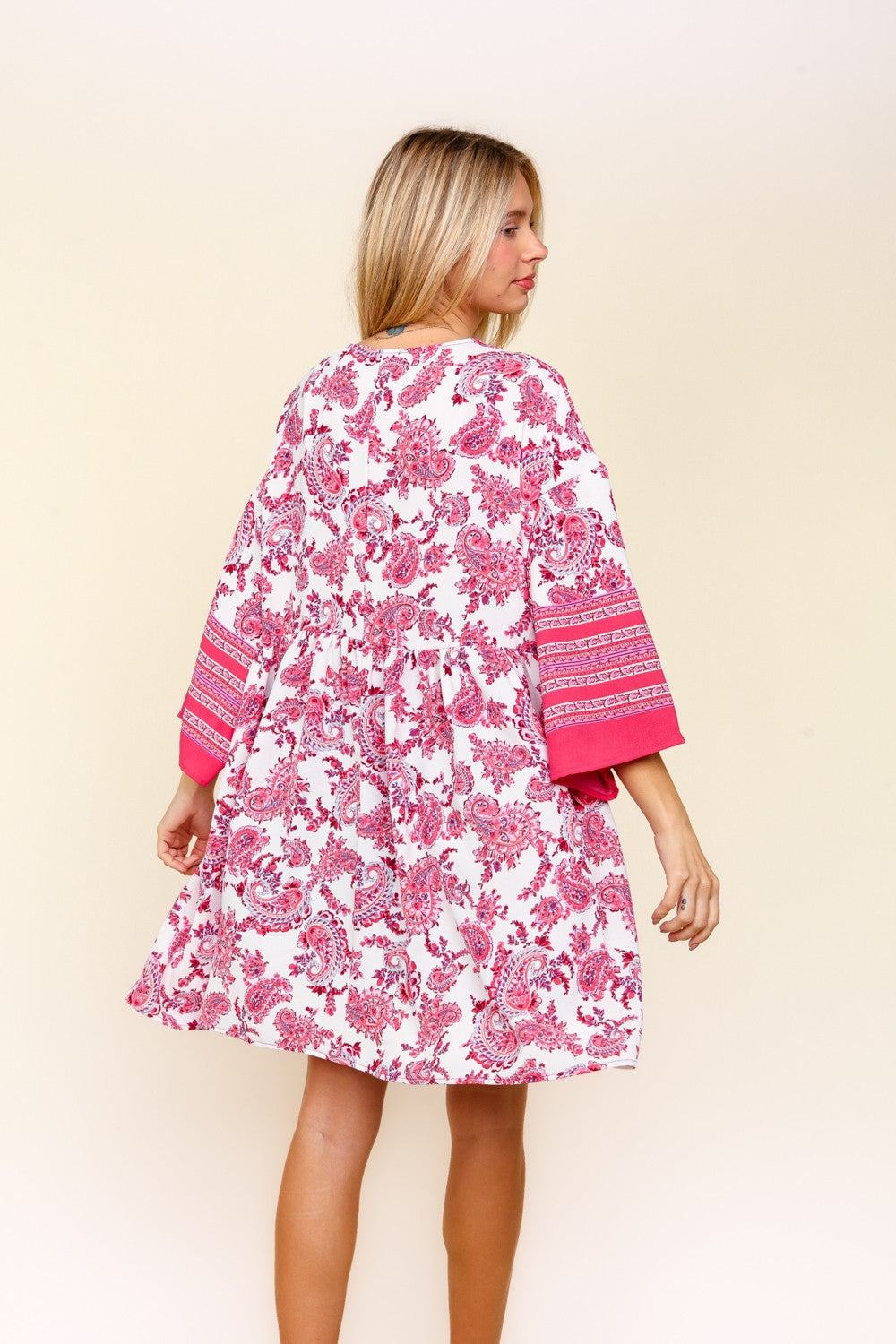 DROP SHOULDER KIMONO SLEEVE KNEE LENGTH DRESS