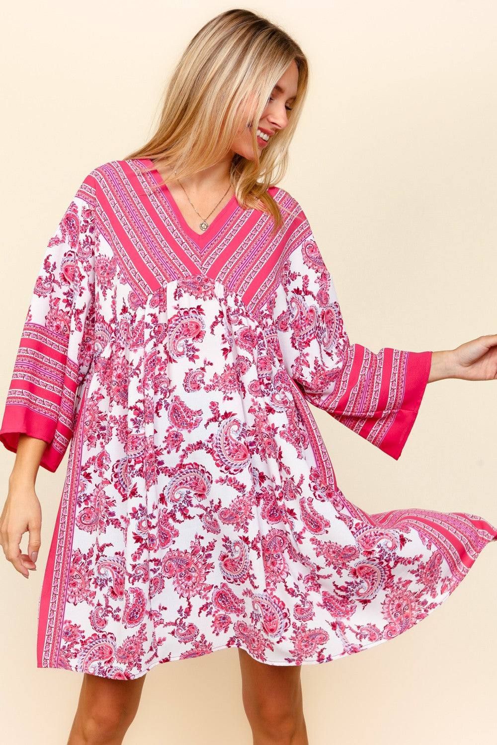 PLUS DROP SHOULDER KIMONO SLEEVE KNEE LENGTH DRESS