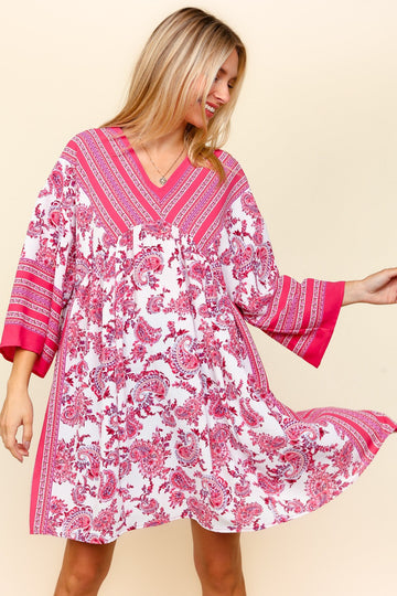 PLUS DROP SHOULDER KIMONO SLEEVE KNEE LENGTH DRESS