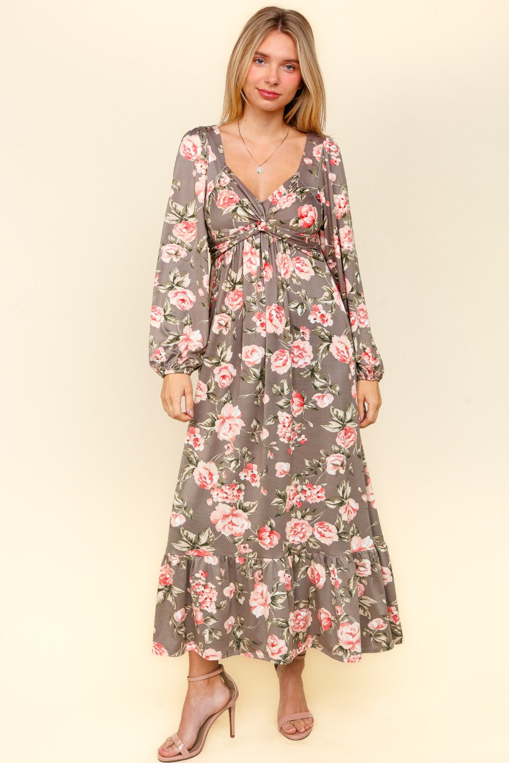 NECKLINE MAXI WITH SIDE POCKETS