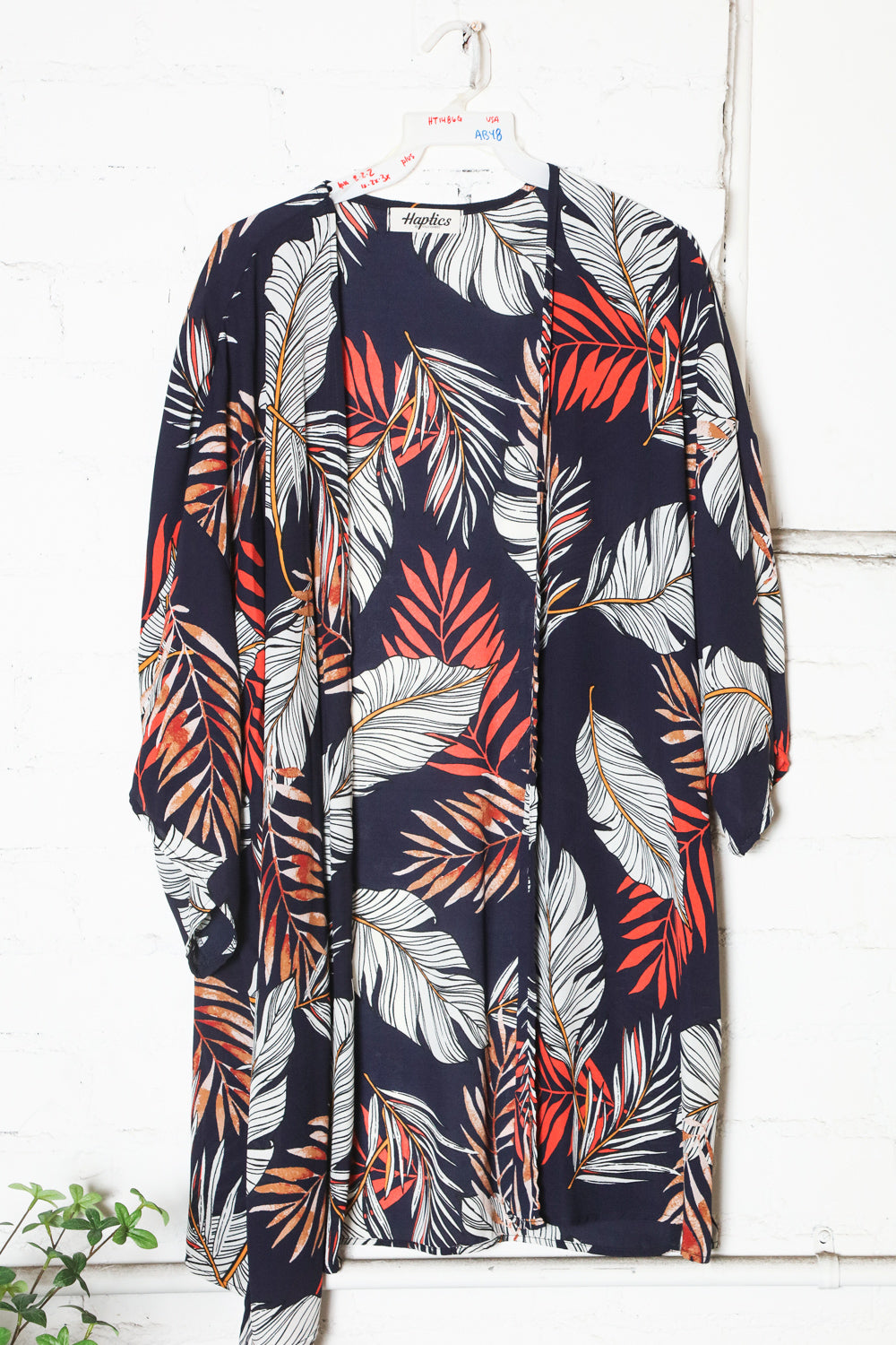 Plus Tropical Print Open Kimono