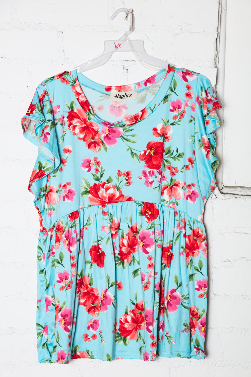 Aqua & Fuchsia Floral Top