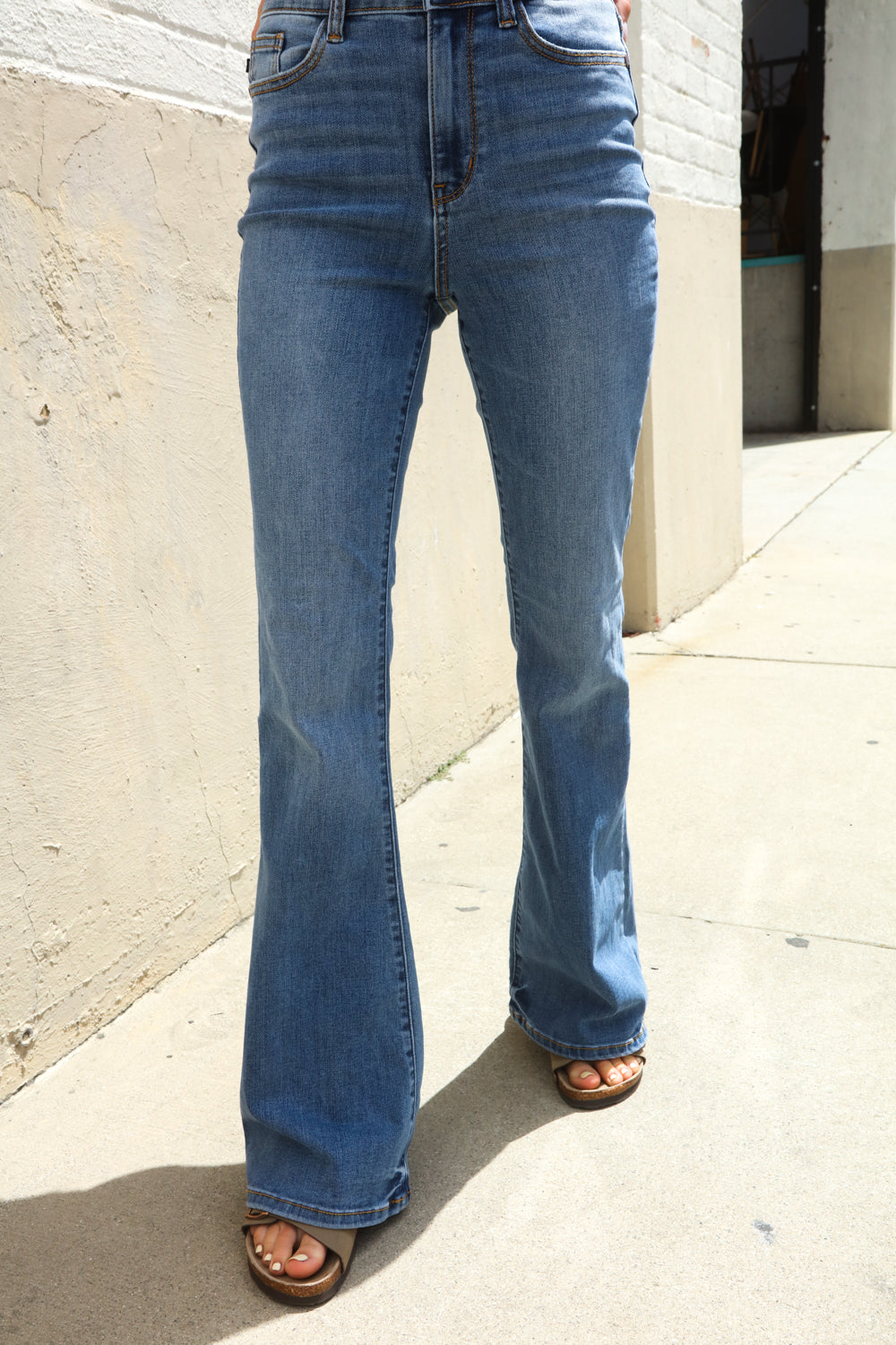 Judy Blue High Rise Trouser Flare Medium Wash Denim Jeans (Open Pack)