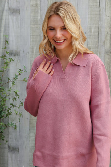 Mauve Thick Collared Sweater