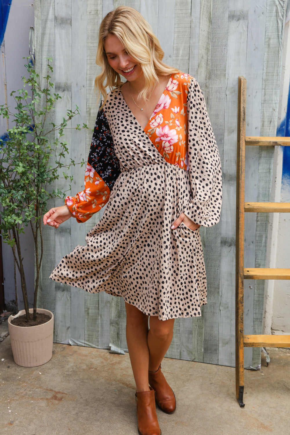 Plus Animal Floral Designed Dress