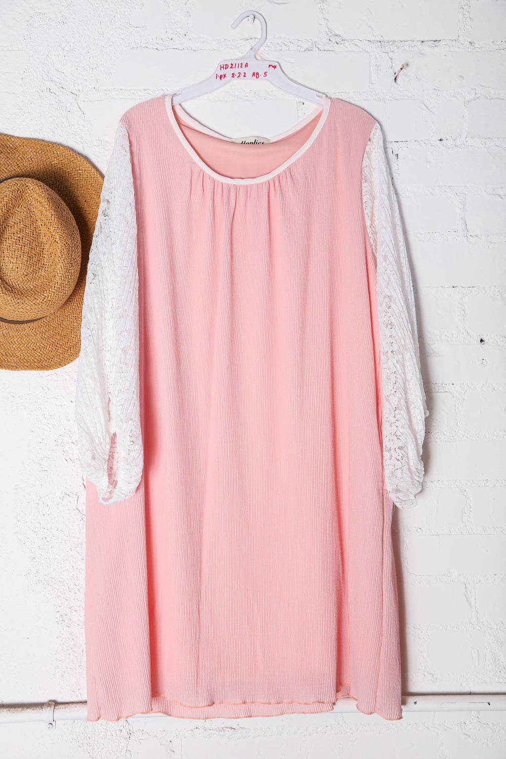 Accordion Pleated Lace Midi Woven Dress