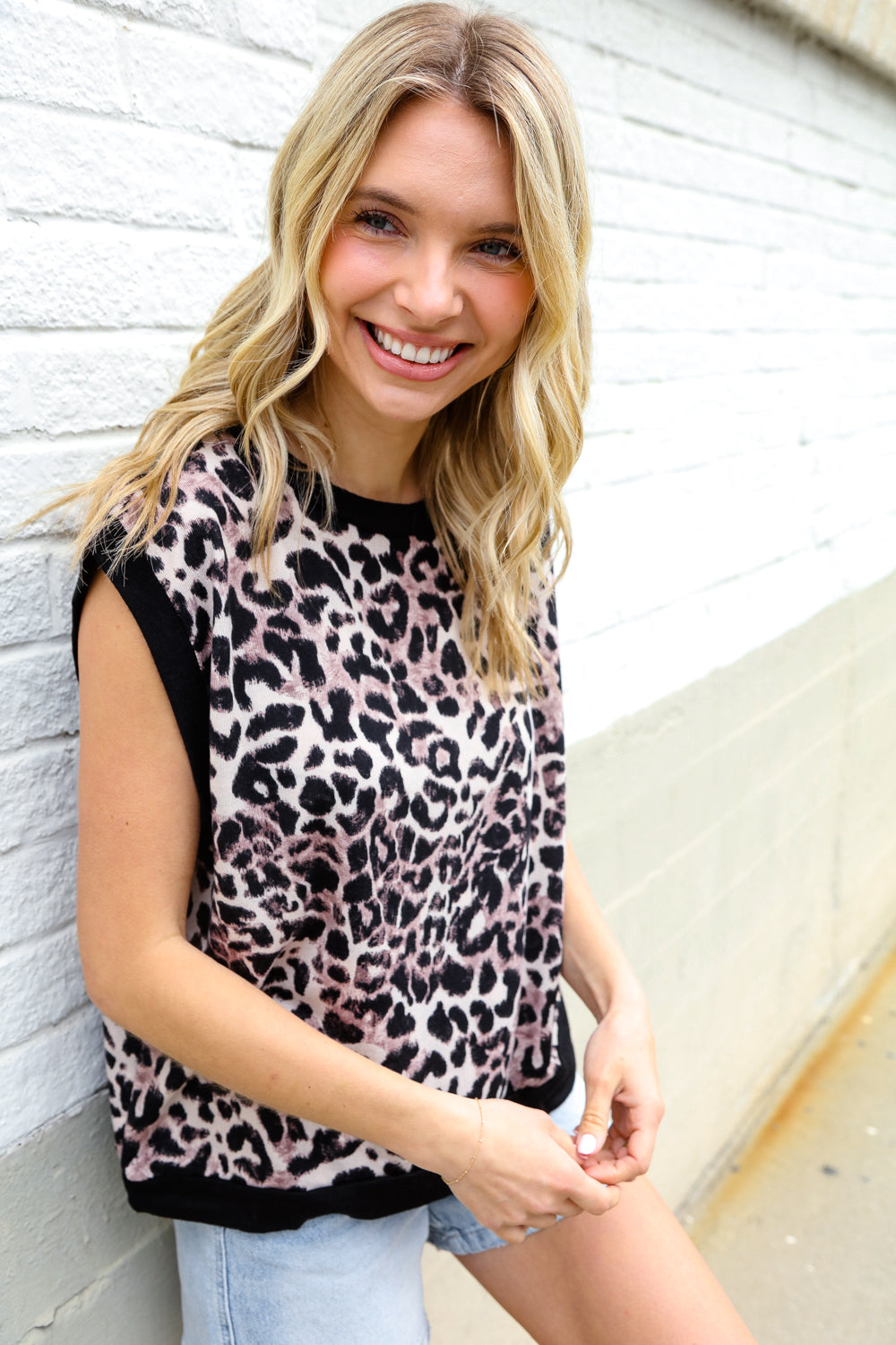Be Bold Dolman Short Sleeve Leopard Print Knit Top (Open Pack)