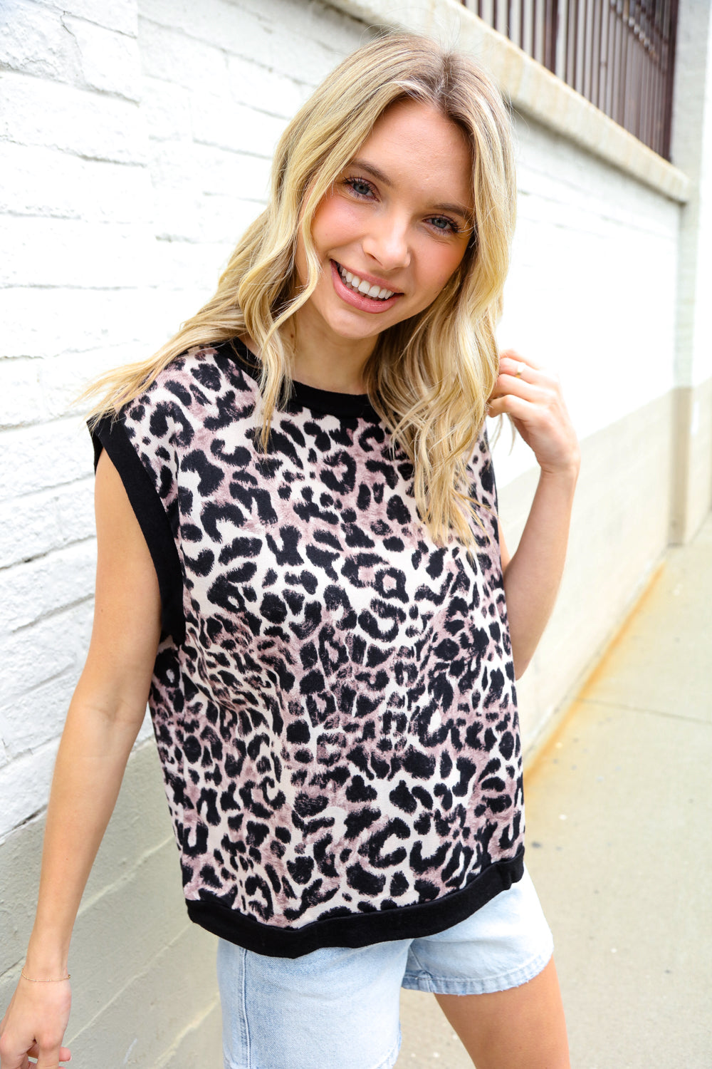 Be Bold Dolman Short Sleeve Leopard Print Knit Top (Open Pack)