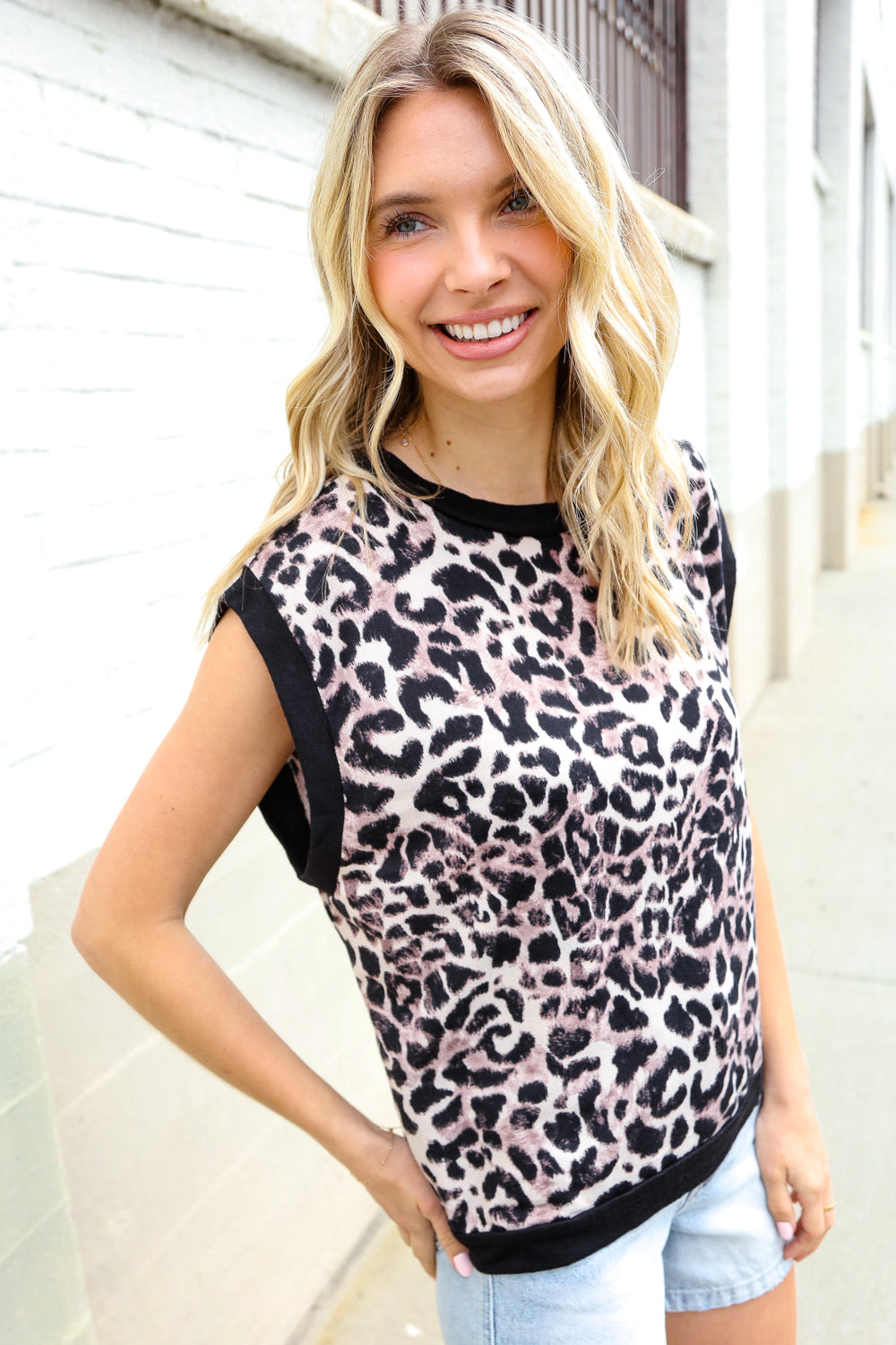Be Bold Dolman Short Sleeve Leopard Print Knit Top (Open Pack)