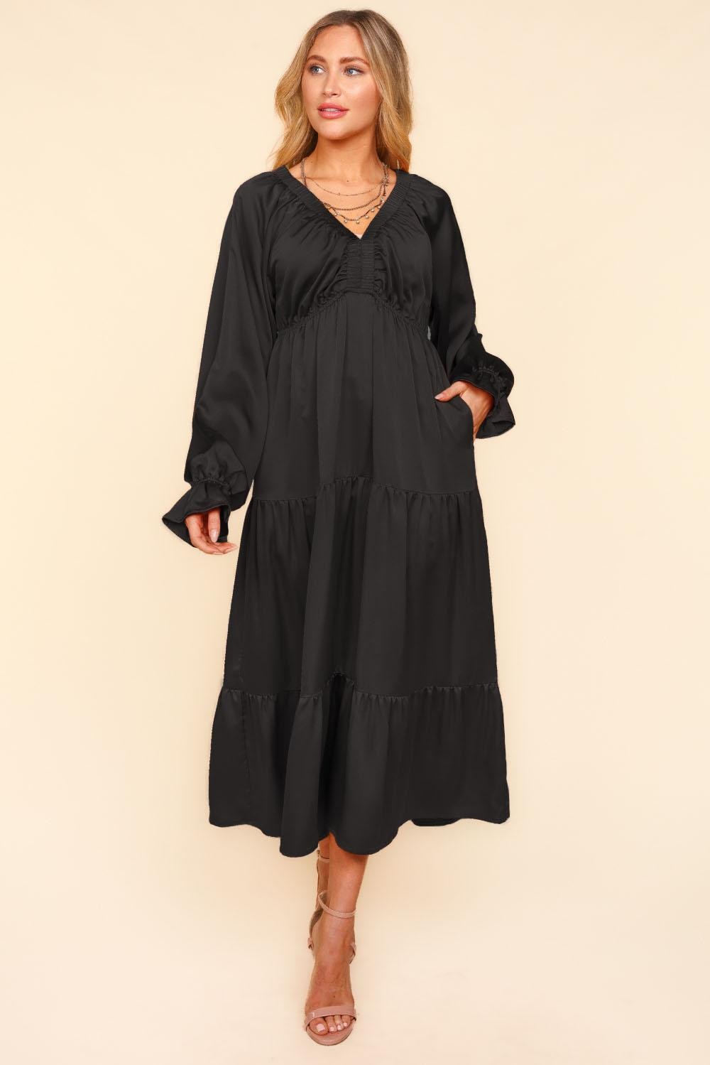 BABYDOLL MAXI DRESS WITH SIDE POCKET