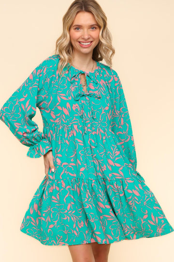 PLUS MINT KNEE LENGTH WOVEN DRESS W/ RIBBON TIED DETAIL