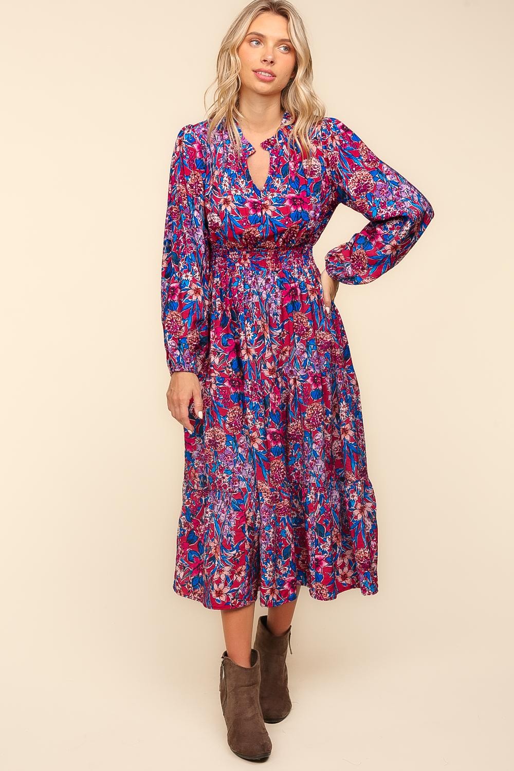Hem Notch Neck Maxi Length with Side Pockets