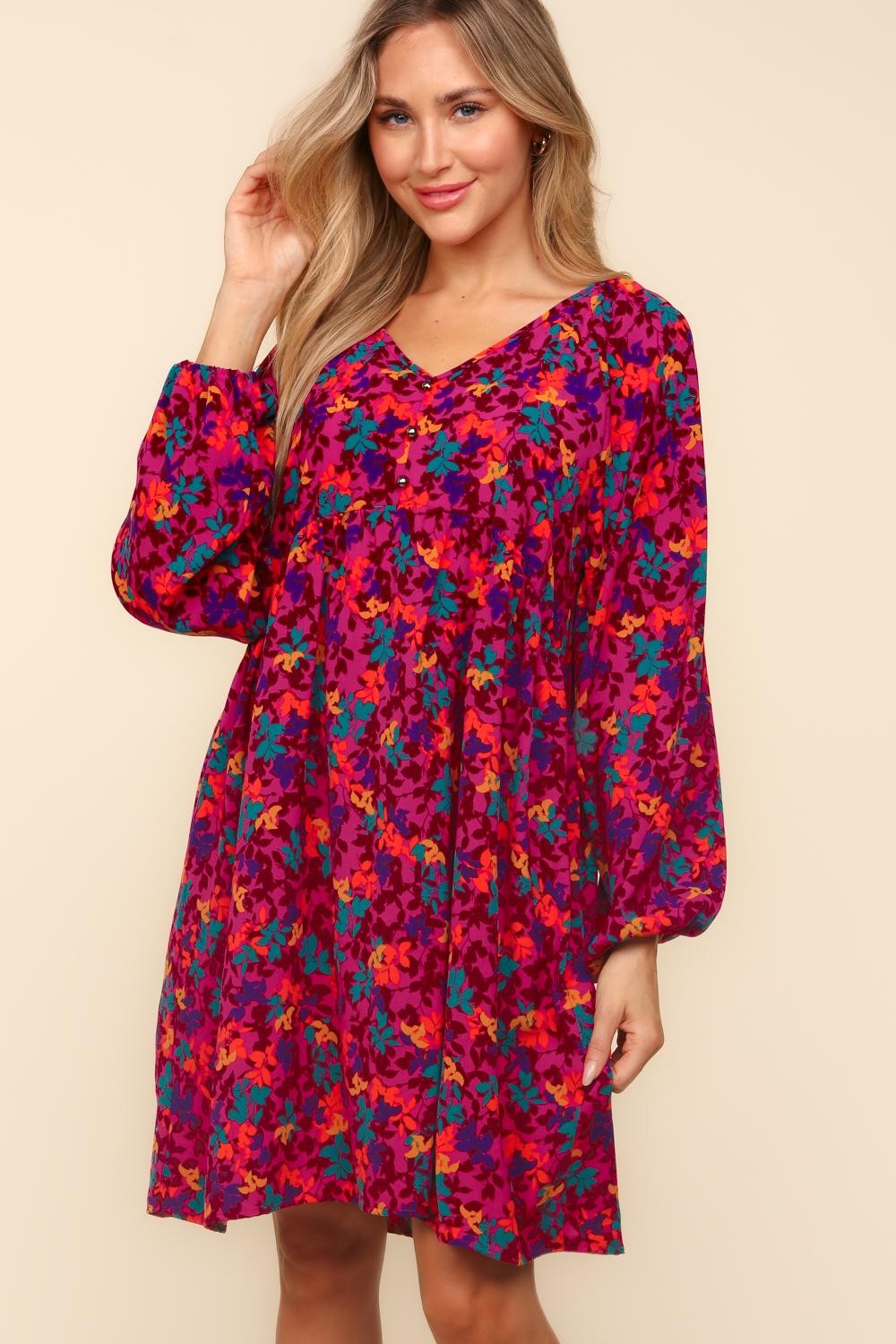 Floral Babydoll Woven Dress with Pockets