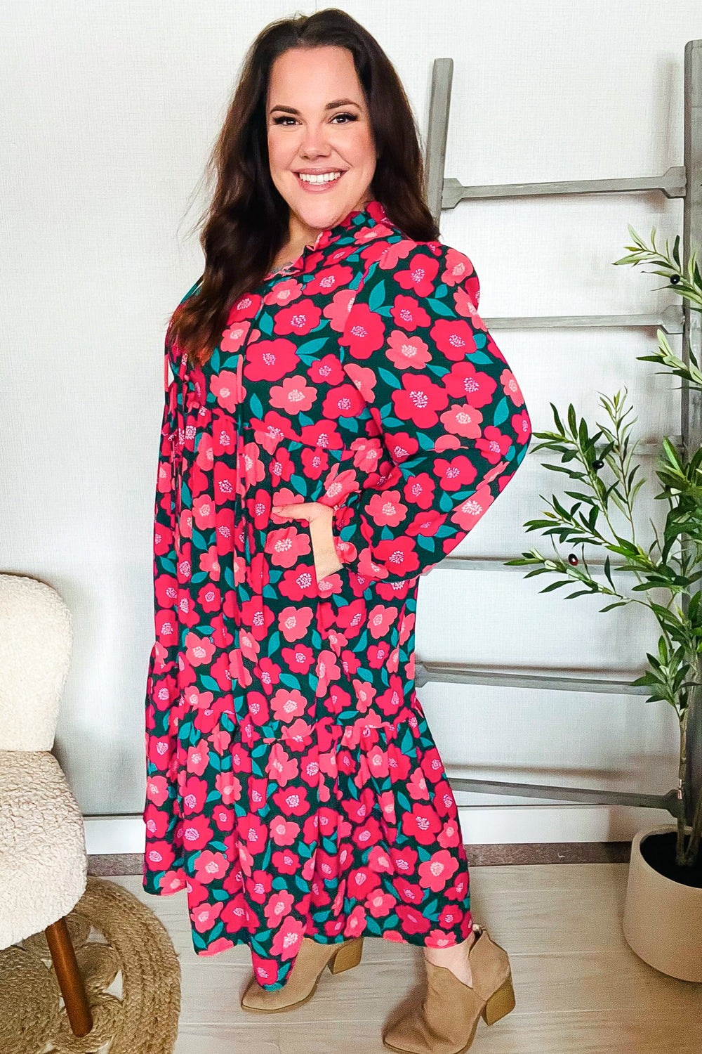 Look Adorable Ribbon Bow Tie Babydoll Tiered Maxi Dress (Open Pack)