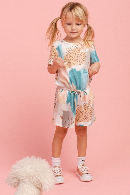 Kids Cream Watercolor Animal Romper