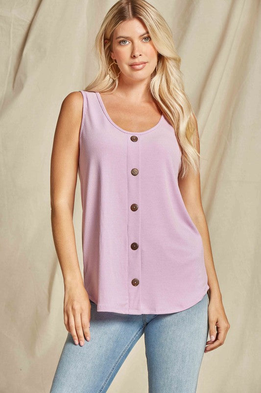 Button Sleeveless Tank Top (2 Colors)