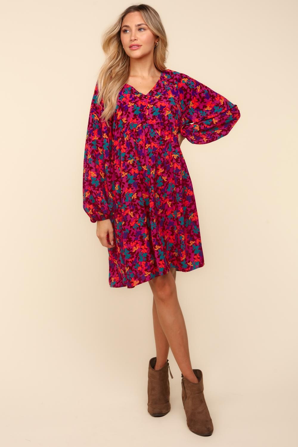 Floral Babydoll Woven Dress with Pockets