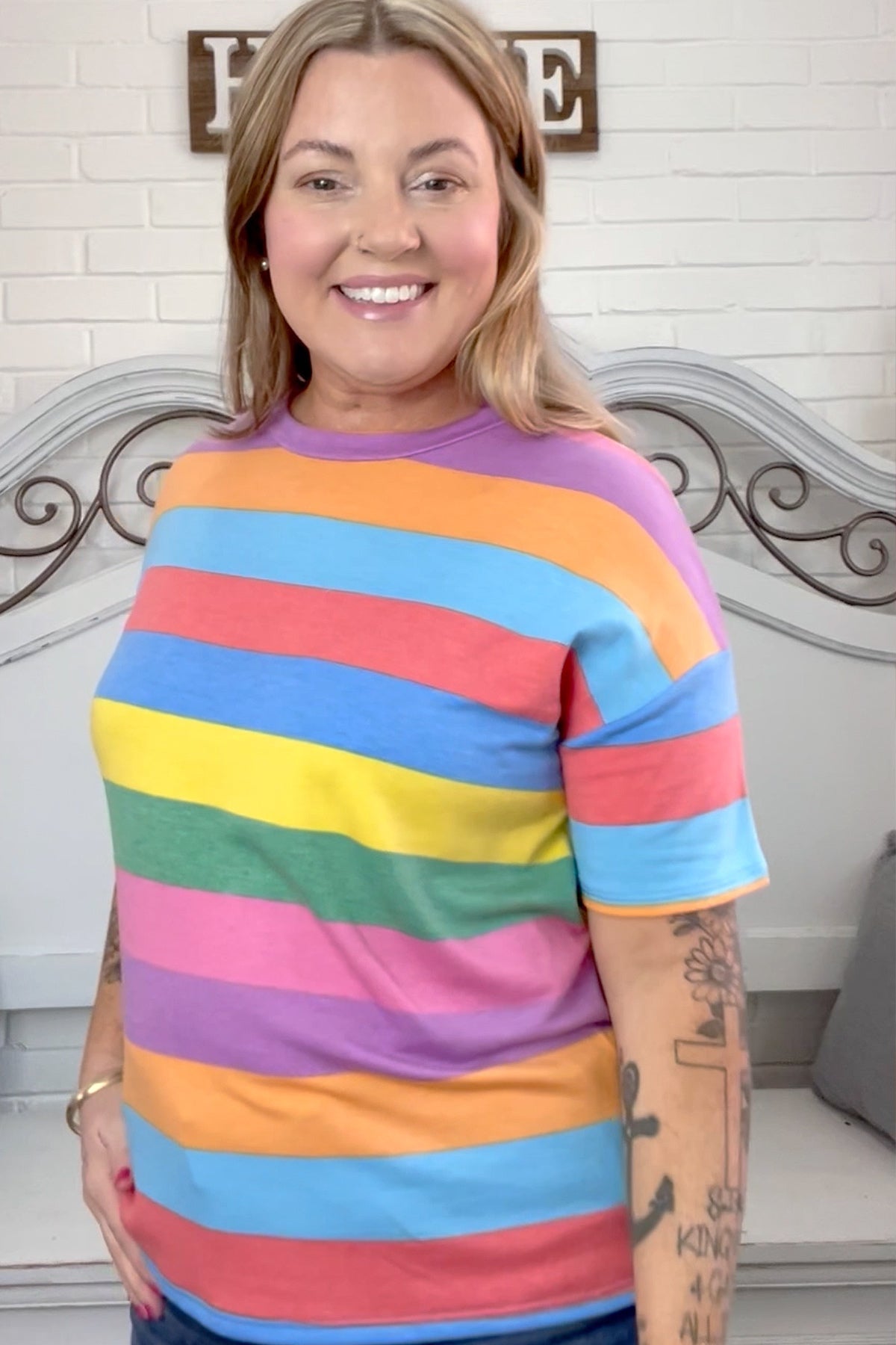 Step Into Spring Multicolor Stripe Terry Top (Open Pack)